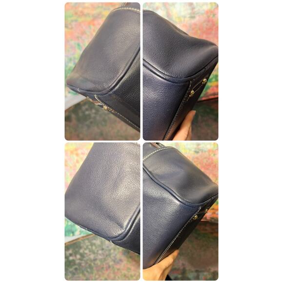 EUC Dooney & Bourke Pebbled Leather Side Pocket Satchel in Navy - Picture 6 of 10